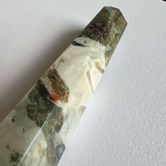 Moss Agate Crystal Meditation Wand (#3) - Picture 5 of 12